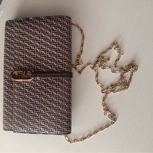 Fendi Patterned Clutch with Gold Chain
